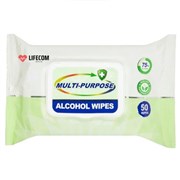 Lifecom Disinfectant MultiPurpose Alcohol 75 Surface Wipes AntiBacterial  Pack 50 00688