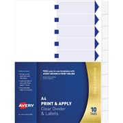 Avery Indexmaker 930113 A4 10 Tab White Punched  Set  Ctn10