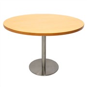 Round Table 1200mm Stainless Steel Disc Base Beech Top