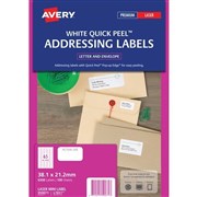 Avery 959071 L7651 Quick Peel Address Labels Laser 381 x 212mm 65 Per Sheet Pack 100