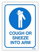 Cough or Sneeze into Arm Wall Sign 255mm x 300mm White and Blue
