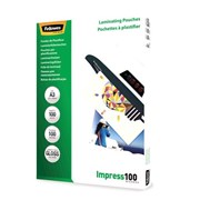 Fellowes 53512 Laminating Pouches A3 Gloss 100 Micron Pack 100