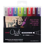 Uni PWE5M8PASS Liquid Chalk Marker Bullet Assorted 8 Pack