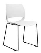 Vogue Visitor Chair Black Sled Base White  Polypropylene Shell