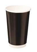 Cast Away Double Wall Paper Hot Black Cup 460ml CAdw16cptblk Carton 300