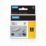 Dymo Rhino 18051 Industrial Heat Shrink Tube 6mm Black on White