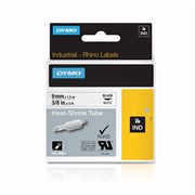 Dymo Rhino 18053 Industrial Heat Shrink Tube 9mm Black on White