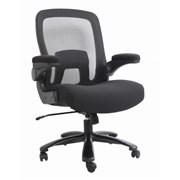 Boeing Mesh Back Bariatric Executive Chair with Reclining Adjustable Arms Black Base  Black Fabric