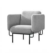 Capri Single  Seater Lounge Chair 4 Leg Black Frame  Light Grey Fabric