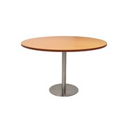 Estilo Round Table 1200mm Stainless Steel  Disc Base Beech Top