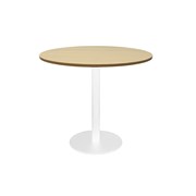 Estilo Round Table 900mm White Disc Base Natural Oak Top