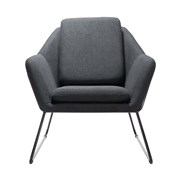 Cardinal Single Arm Chair with Black Polycarb frame Charcoal Ash Fabric