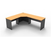 Corner Workstation 3 Piece 2100mm W x 1800mm W x 600mm D x 730mm H Beech Ironstone