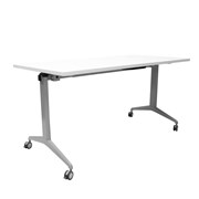 Flip Top Table 1500mm W x 750mm D Natural White Top Silver Frame