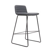 Pixel Bench Height  Stool Black Sled Base Seat Covered French Navy PU