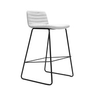Pixel Bench Height  Stool Black Sled Base Seat Covered Light Grey Fabric