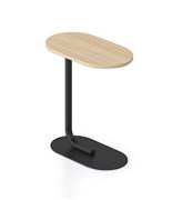 Selene Side Table White Satin Frame with Natural Oak Top