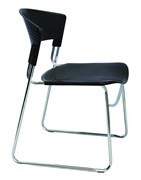 Zola Visitors Chair Stacking Chrome Sled Base Poly Seat  Backrest Black