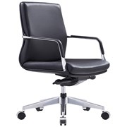 Select Executive Chair Low Back with Fixed Arms  Chrome Alloy Base Black Leather