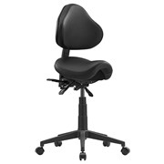 Chair Stage Saddle Seat Stool with Back  Black PU
