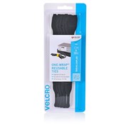 Velcro Brand OneWrap Pre Formed Reusable Ties 25mm x 200mm Black Pack 5 25564
